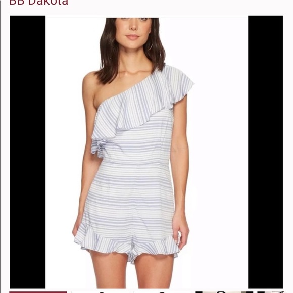 BB Dakota One Shoulder Romper Striped size 0 - Picture 4 of 12